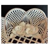 Romania White Bone China Lace Bowl with Floral Accents