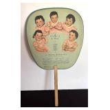 Vintage Dionne Quintuplets Advertising Fan for Old Home Creameries