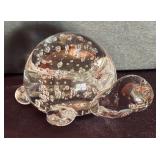 Controlled Bubble Clear Glass Turtle Figurine
