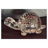Controlled Bubble Clear Glass Turtle Figurine