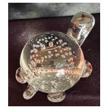 Controlled Bubble Clear Glass Turtle Figurine