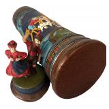 Vintage Beer Stein German Origin Featuring a Figurine Design of Man and Woman with Traditional Attire