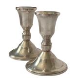 Pair of Vintage Sterling Silver Candle Holders, Weighted