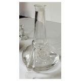 Lovely Crystal and Glass including Decanter, Petit Candle Holders, Bell (Germany), Heart and More