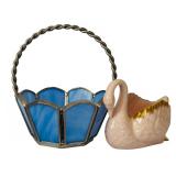 Beautiful Lot of Large Pear Shaped Platter, Small Tea Pots, Glass Basket and More