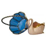 Beautiful Lot of Large Pear Shaped Platter, Small Tea Pots, Glass Basket and More