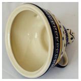 Vintage Boleslawiec Polish Pottery Grapes Cheese Lady with Cobalt Trim