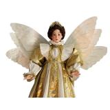 23 Inch Gold and White Porcelain Angel Doll with Wings