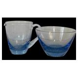 Glass Eye Studio Hand-Blown Art Glass Bowl with Creamer and Sugar Set
