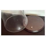 Two Large Glass Dome Cloche Wooden Base Displays