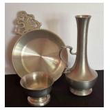 Pewter Vase and Dishes