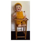 Vintage German Character Doll with Chair