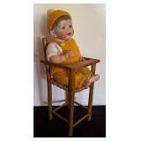 Vintage German Character Doll with Chair