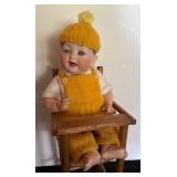 Vintage German Character Doll with Chair