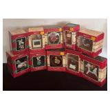 Variety of Enesco Christmas Ornaments including Jingle Bell Rock, Merry Mailman, Coffee Break, Two Turtledoves and More!