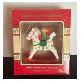 Variety of Enesco Christmas Ornaments including Jingle Bell Rock, Merry Mailman, Coffee Break, Two Turtledoves and More!