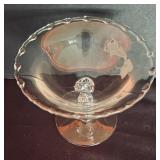 Fostoria Colony Swirl Pedestal Plate, Fostoria American Cubist Compote, Fostoria Century Compote and Imperial Candlewick Compote