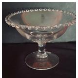 Fostoria Colony Swirl Pedestal Plate, Fostoria American Cubist Compote, Fostoria Century Compote and Imperial Candlewick Compote