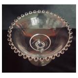 Fostoria Colony Swirl Pedestal Plate, Fostoria American Cubist Compote, Fostoria Century Compote and Imperial Candlewick Compote