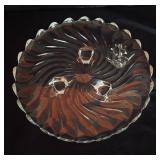 Fostoria Colony Swirl Pedestal Plate, Fostoria American Cubist Compote, Fostoria Century Compote and Imperial Candlewick Compote