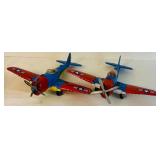 Vintage Hubley Manufacturing Co / Hubley Kiddie Toy Diecast Airplanes Representing WWII Era Fighter or Bomber Planes