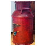 Large Vintage Metal Milk Jug Painted with an American Eagle
