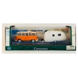 Carama 1:43 Hongwell Caravan VW Volkswagen Transporter Bus Samba with Caravan II in Original Box