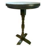 Green Hand Painted Round Wooden Stool / Pedestal Stand