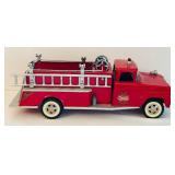Vintage Tonka Pressed Steel Fire Truck, a Pumper Model Features a Ladder, Hose Reel and Siren Light