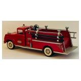 Vintage Tonka Pressed Steel Fire Truck, a Pumper Model Features a Ladder, Hose Reel and Siren Light