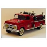 Vintage Tonka Pressed Steel Fire Truck, a Pumper Model Features a Ladder, Hose Reel and Siren Light