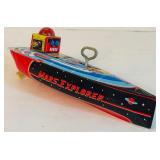 Vintage 1996 Schylling Mars Explorer Tin Toy Wind-Up Speedboat Boxed Robot Out Space