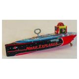 Vintage 1996 Schylling Mars Explorer Tin Toy Wind-Up Speedboat Boxed Robot Out Space