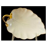 Vintage Lenox Hand Decorated 24k Gold Trim Leaf Dish and Lenox Rosebud Vase