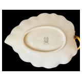 Vintage Lenox Hand Decorated 24k Gold Trim Leaf Dish and Lenox Rosebud Vase