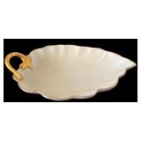 Vintage Lenox Hand Decorated 24k Gold Trim Leaf Dish and Lenox Rosebud Vase