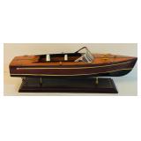 Handcrafted Wooden Model of Chris Craft Runabout Speedboat Iconic Mahogany Hulled