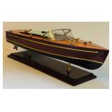 Handcrafted Wooden Model of Chris Craft Runabout Speedboat Iconic Mahogany Hulled