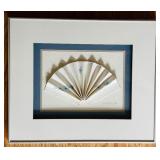 Wall Art Shadow Box with Blue Flower Fan by D Wada 1986