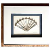Wall Art Shadow Box with Blue Flower Fan by D Wada 1986