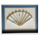 Wall Art Shadow Box with Blue Flower Fan by D Wada 1986
