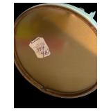 Vintage Blue Tole Lamp with White Flowers / Pair of White Angels Wall Hanging