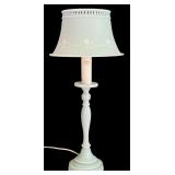 Vintage Blue Tole Lamp with White Flowers / Pair of White Angels Wall Hanging