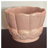 Vintage Red Wing Pottery Pink Speckled Leaf Pattern with Scalloped Edge Planter / Vase