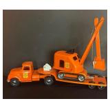 Vintage Tonka Hi-Way Tractor Trailer Lowboy with Steam Shovel