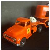 Vintage Tonka Hi-Way Tractor Trailer Lowboy with Steam Shovel