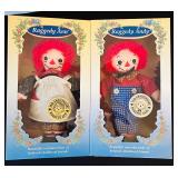 Commemorative Set of Raggedy Ann and Andy dolls 75th/80th Anniversary Edition by Hasbro
