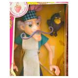 Vintage 1980s Kenner Strawberry Shortcake Purple Pieman doll with His pet Berry Bird, New in Package