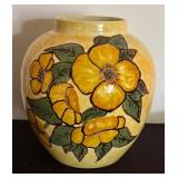 Vintage Ceramic Vase with Yellow Floral Design, 6 Inches Tall