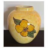 Vintage Ceramic Vase with Yellow Floral Design, 6 Inches Tall